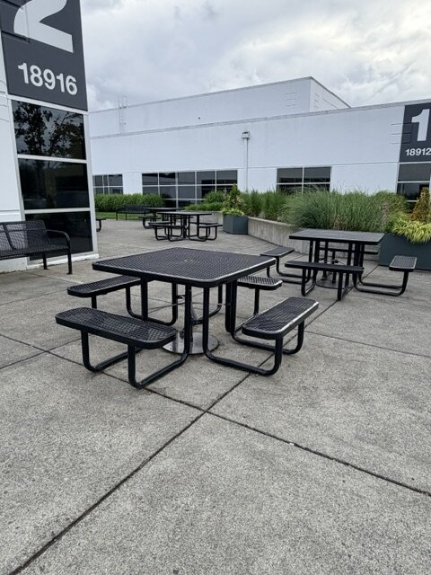 Patio seating outside The Breakroom.
